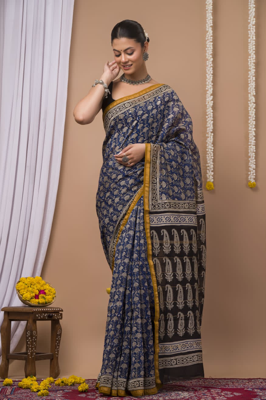 Chanderi Silk Saree with Zari Border  ( CSS2534)