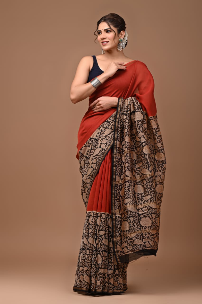 Chanderi Silk Saree with Zari Border  ( CSS2531)