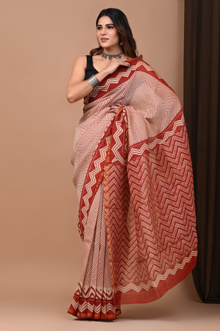 Chanderi Silk Saree with Zari Border  ( CSS2527)