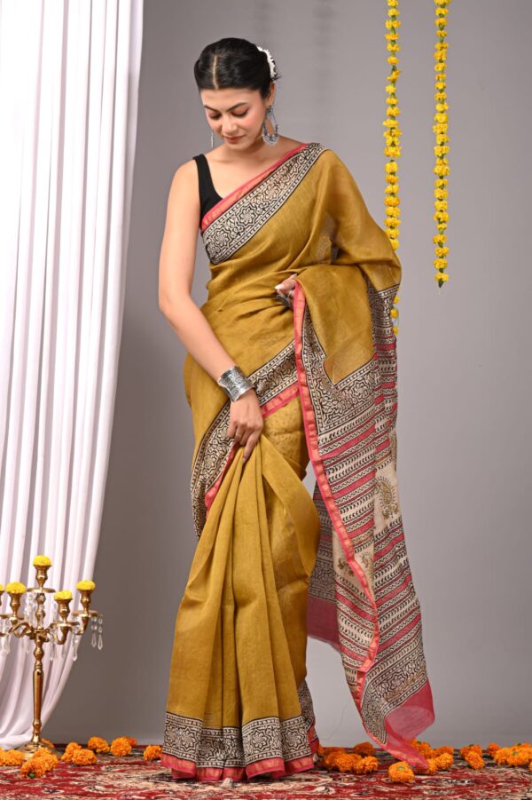Chanderi Silk Saree with Zari Border  ( CSS2528 )