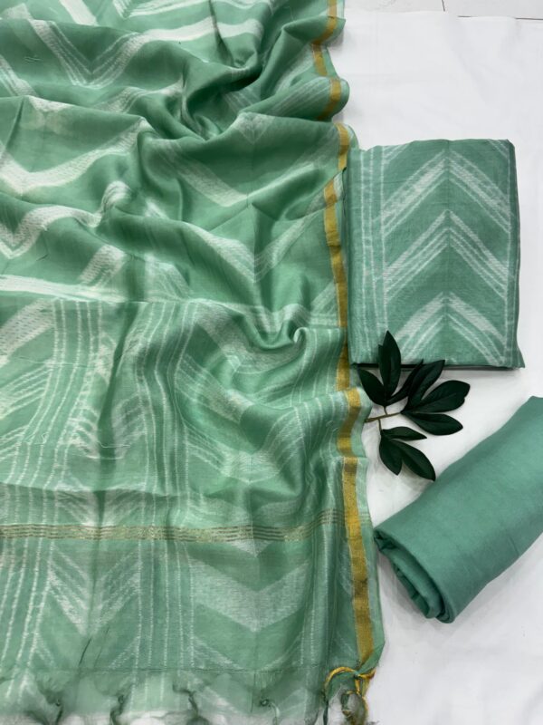 Pure handblock chanderi silk suit with santoon bottom