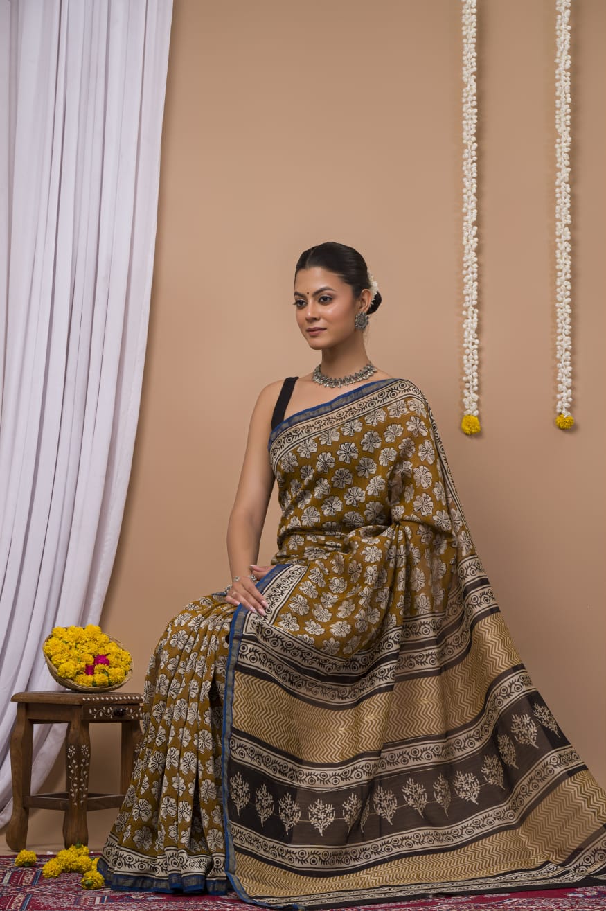 Chanderi Silk Saree with Zari Border  ( CSS2529 )
