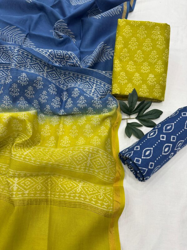 Pure handblock chanderi silk suit with santoon bottom