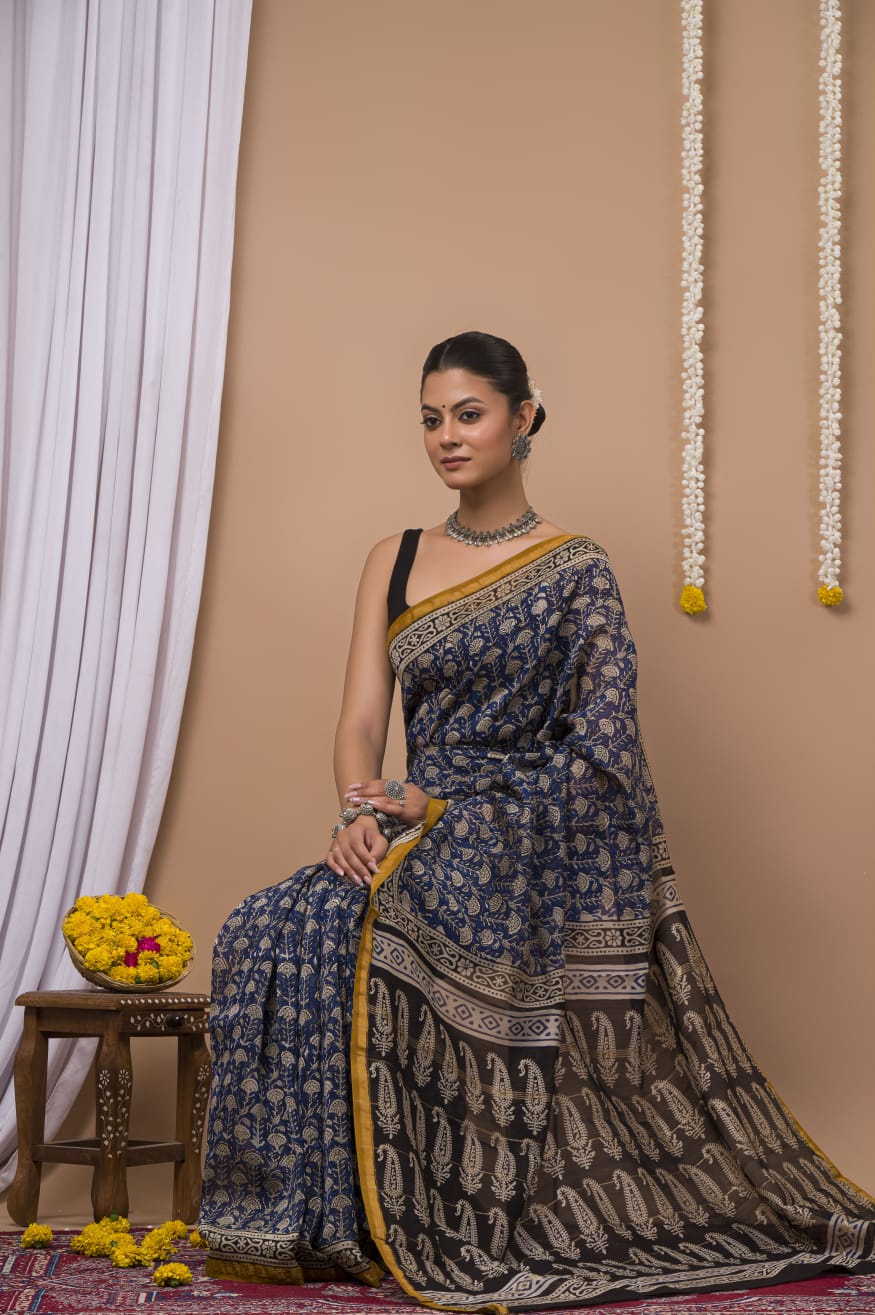 Chanderi Silk Saree with Zari Border  ( CSS2534)
