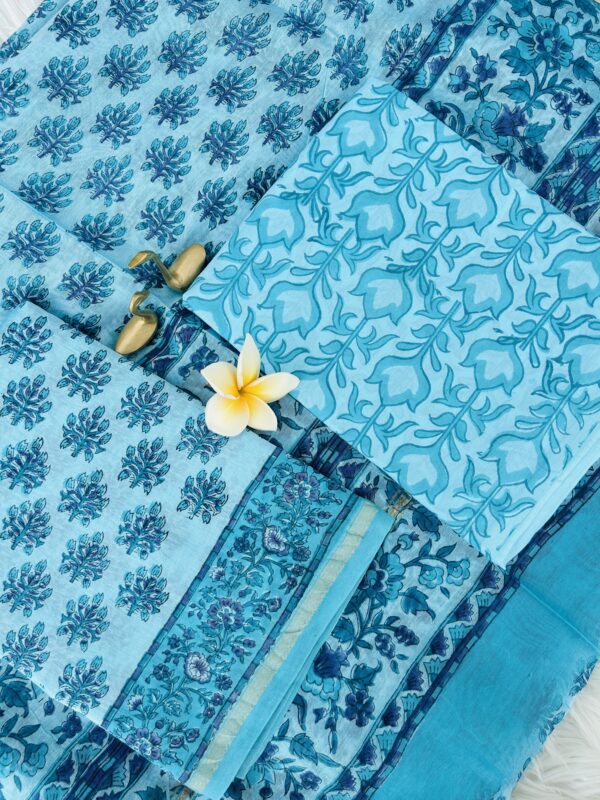 Exclusive Hand Block Print Chanderi Silk Suit Set ( CNSS250018)