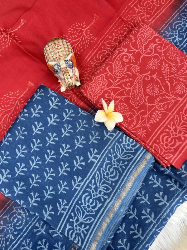 Exclusive Hand Block Print Chanderi Silk Suit Set ( CNSS250017)