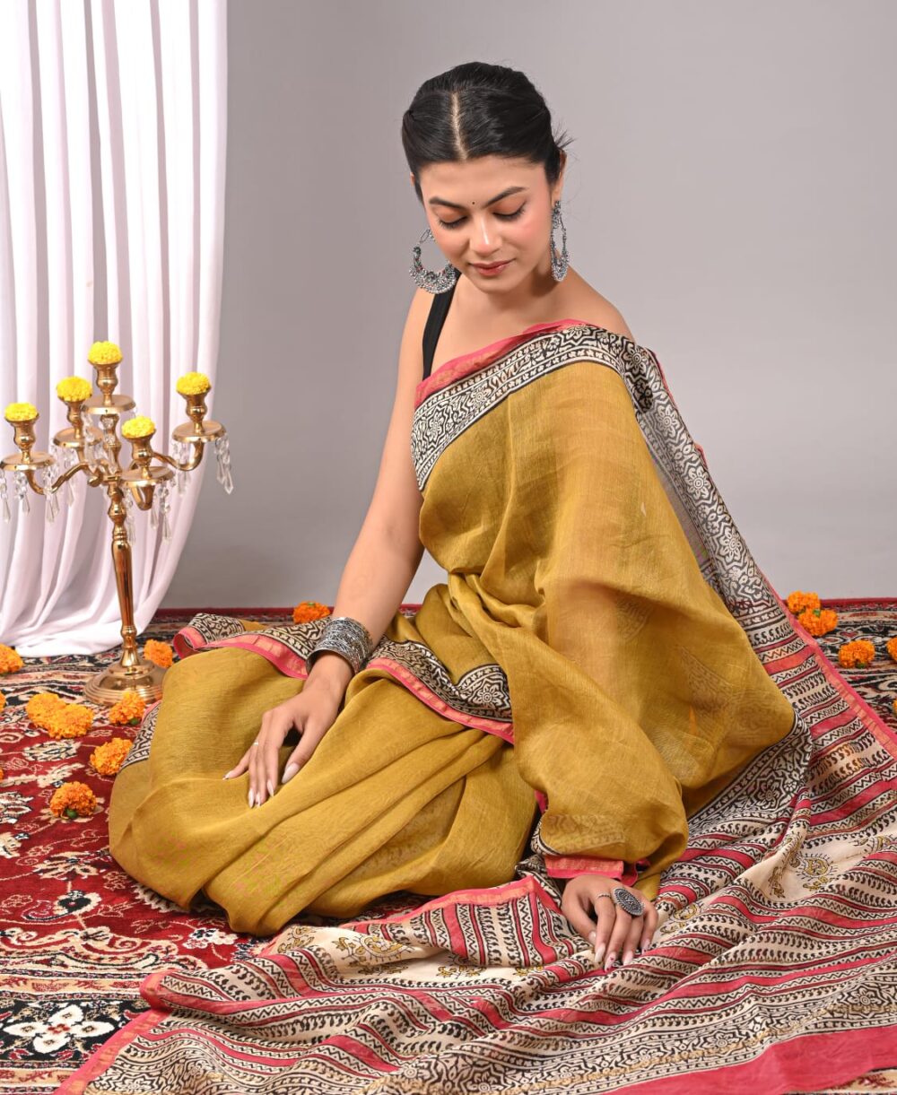 Chanderi Silk Saree with Zari Border  ( CSS2528 )