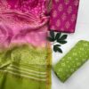 Pure handblock chanderi silk suit with santoon bottom