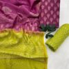 Pure handblock chanderi silk suit with santoon bottom