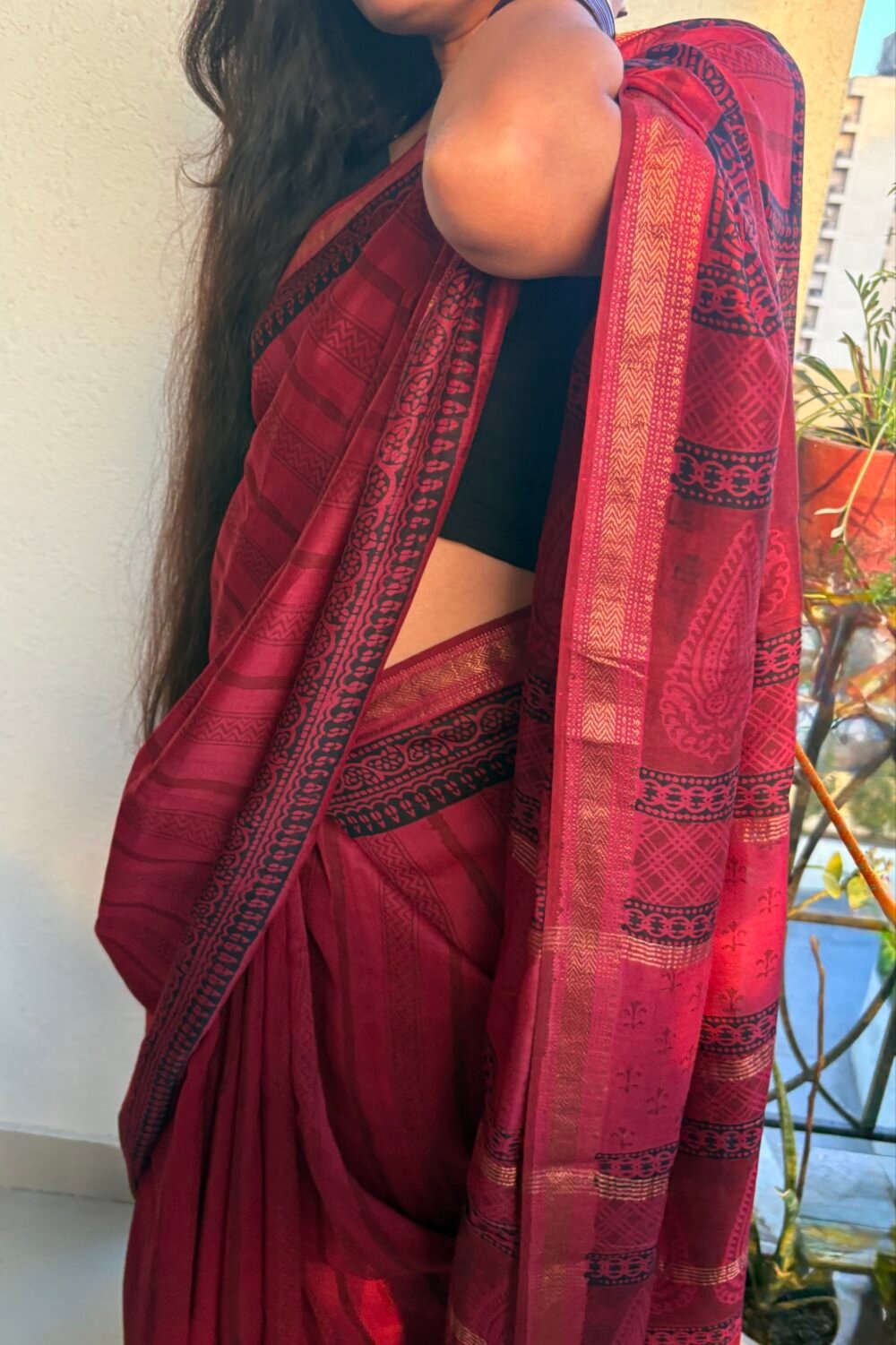Maheshwari Silk Saree with Zari Border  ( MSS2602 )