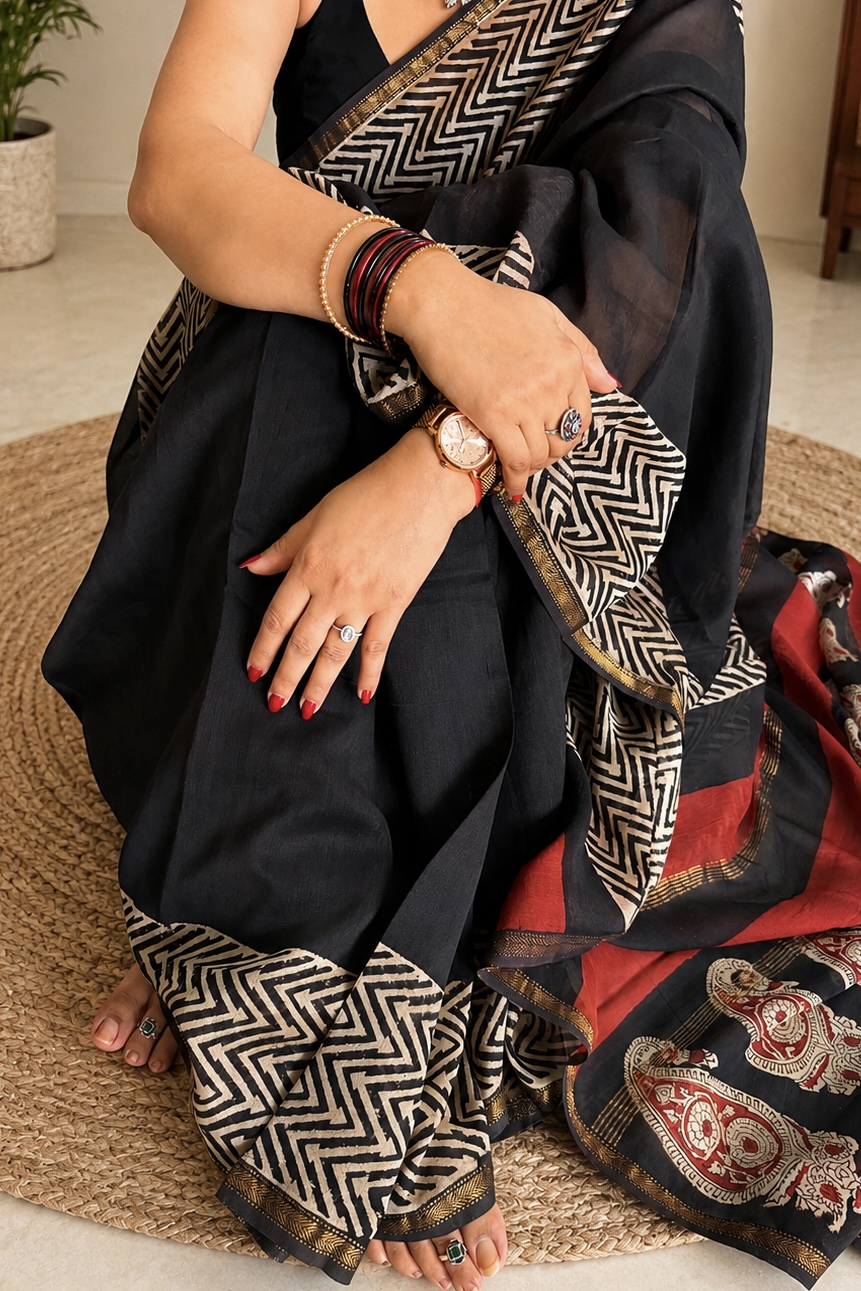 Chanderi Silk Saree with Zari Border  ( CSS2535)