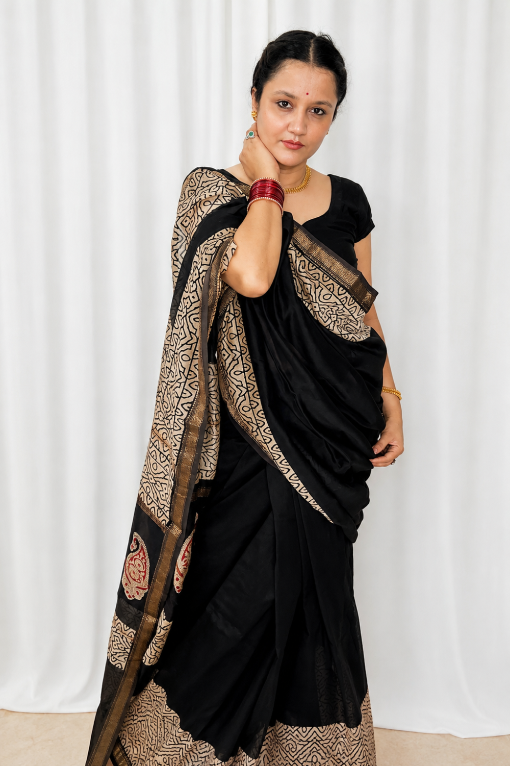 Maheshwari Silk Saree with Zari Border  ( MSS2611)