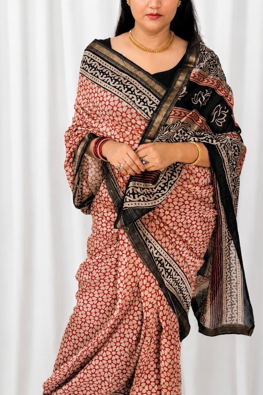 Maheshwari Silk Saree with Zari Border  ( MSS2613)