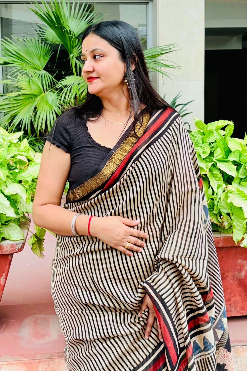Maheshwari Silk Saree with Zari Border  ( MSS2603)