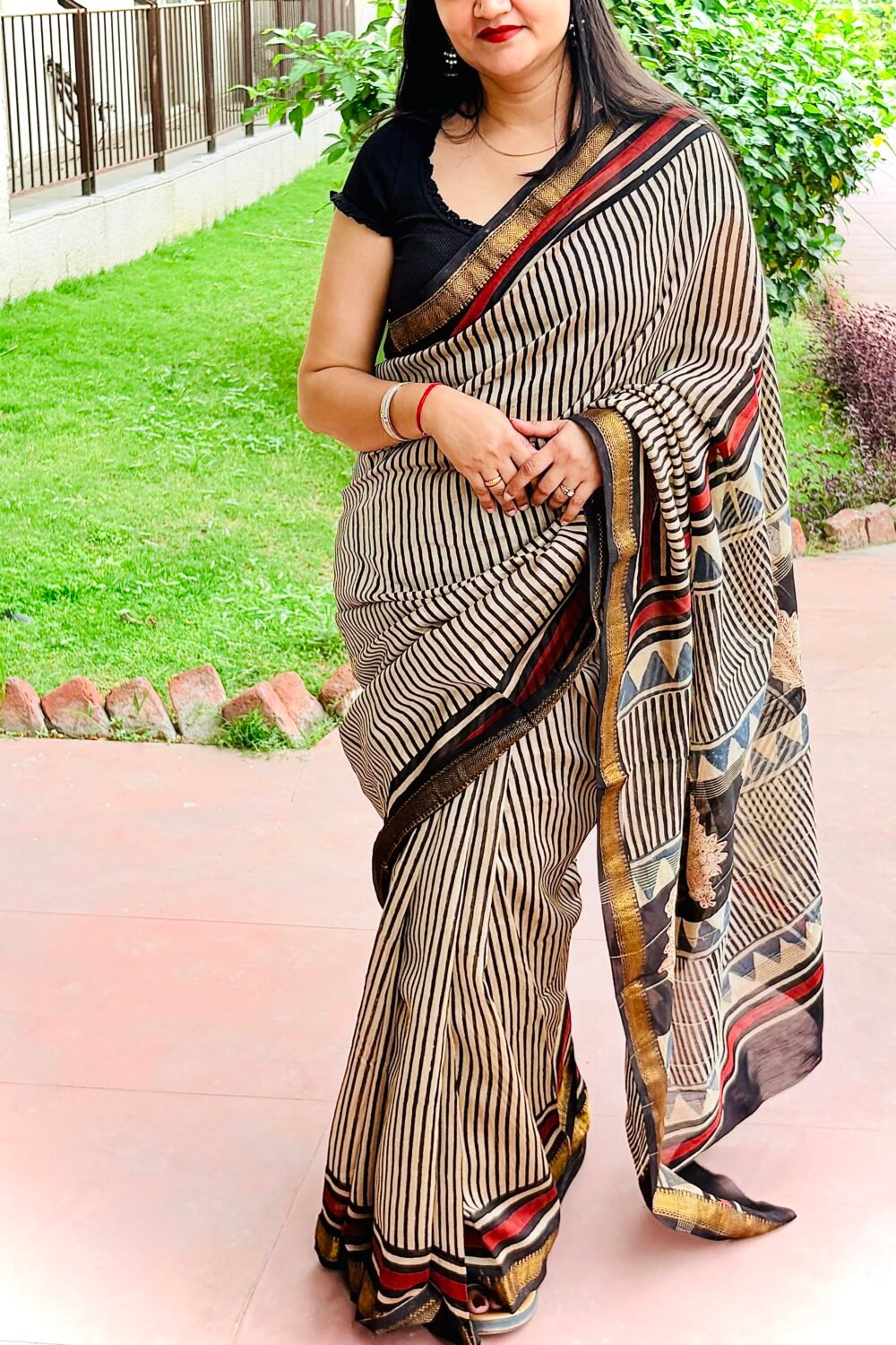 Maheshwari Silk Saree with Zari Border  ( MSS2603)