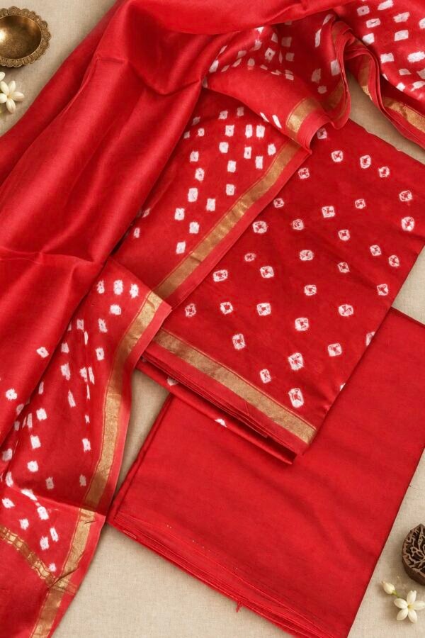 Exclusive Hand Block Print Chanderi Silk Suit Set ( CNSS25041)