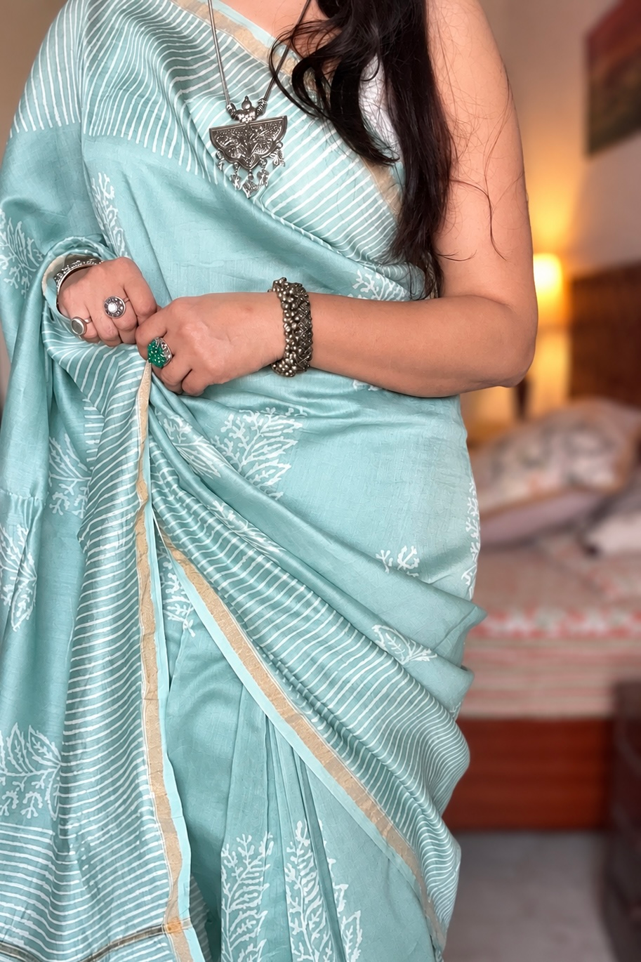 Chanderi Silk Saree with Zari Border  ( CSS2536)