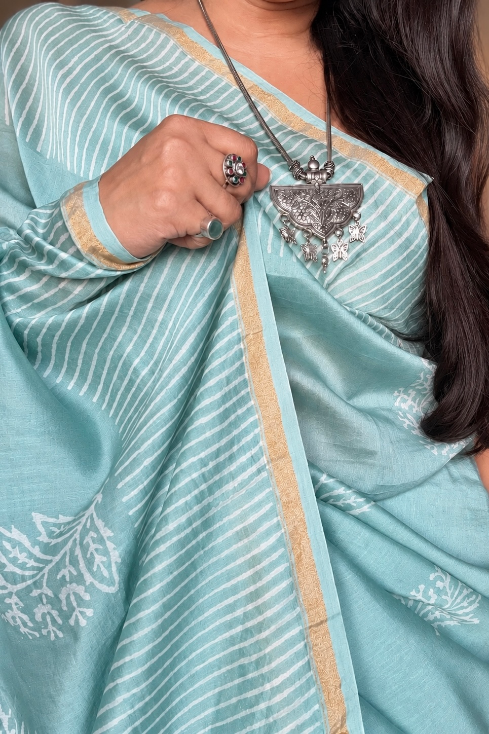 Chanderi Silk Saree with Zari Border  ( CSS2536)