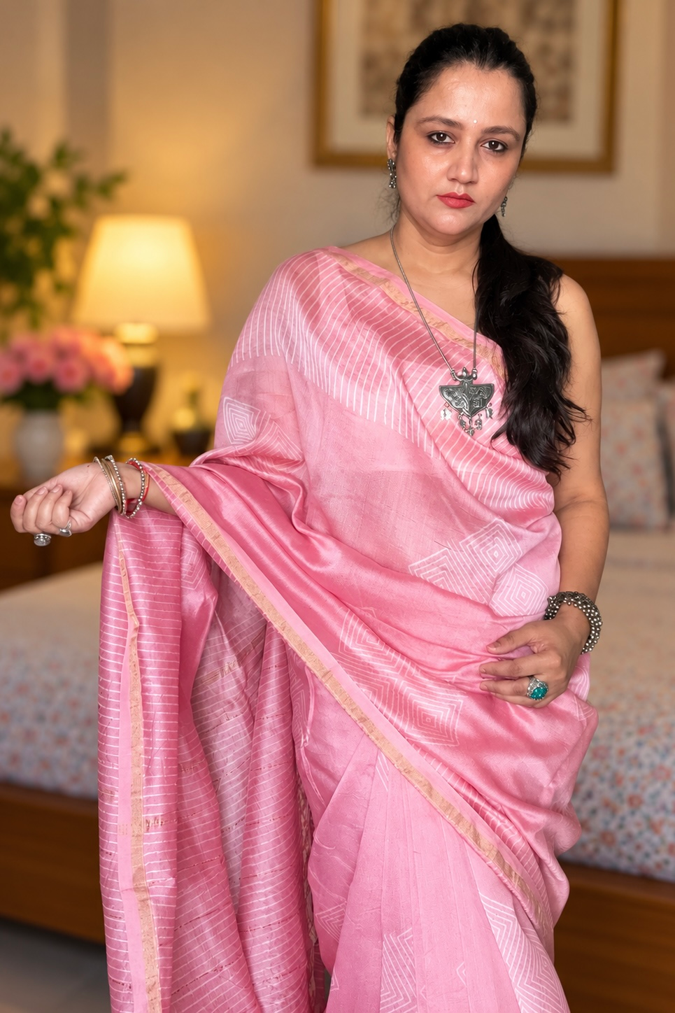 Chanderi Silk Saree with Zari Border  ( CSS2535)